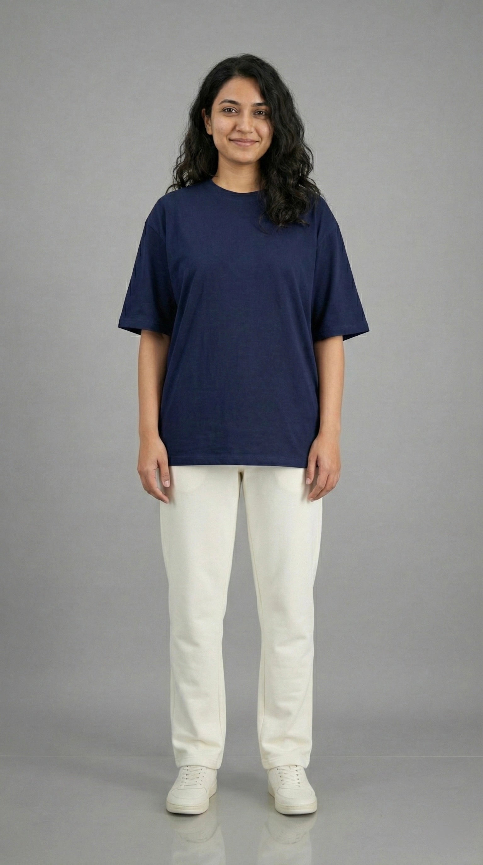 MIDNIGHT BLOOM NAVY OVERSIZED T-SHIRT FOR WOMEN
